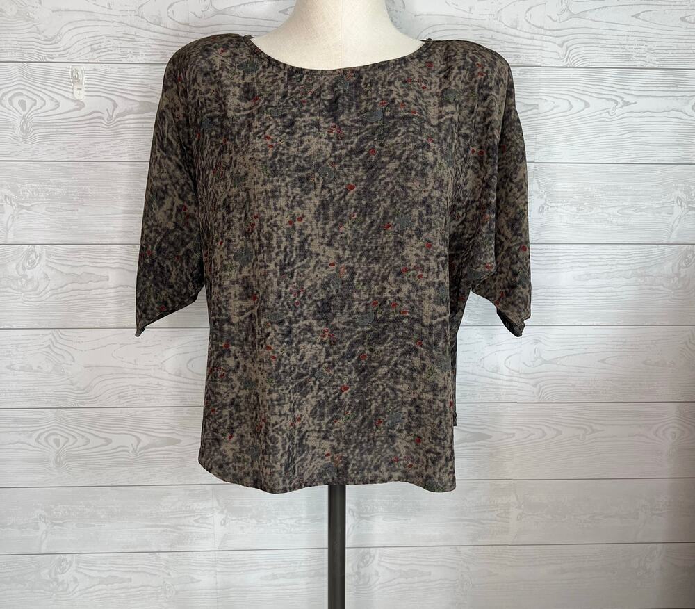 Unbranded gray/brown casual dolman sleeve top Size large